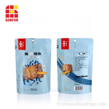 Emballage personnalisé de casse-croûte de poisson de poche de Doypack de logo fait sur commande
